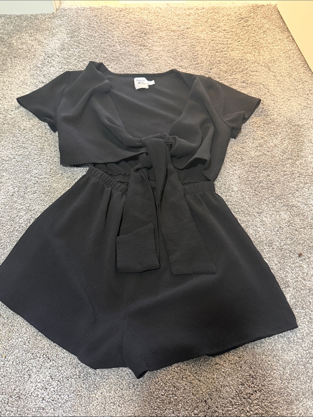 Princess Polly Black Tie-Front Mini Romper